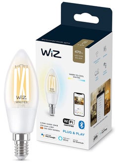 اشتري Wiz Smart Light Bulb Filament Clear Candle Light C35 E14 Tunable White Wi-Fi Compatible With Google Assistant Alexa And Siri في الامارات