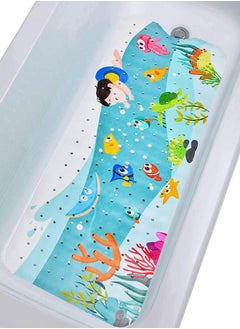 Buy Cartoon Non-Slip Bathtub Mat for Kids, 40x16 Inch Baby Bath Extra Long Anti Slip Shower with Suction Cups & Drain Holes, Machine Washable in UAE