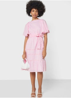 Buy Schiffli Belted Dress in UAE