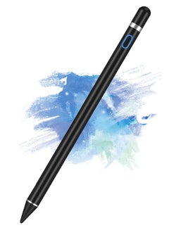 اشتري Active Stylus Pen for Android,iOS, iPad/iPad 2/New iPad 3/iPad4/iPad Pro/iPad Mini/iPad Mini 2/3 /4 and Most Tablet,1.5mm Fine Point Rechargeable Digital Stylus Pen（Black في الامارات
