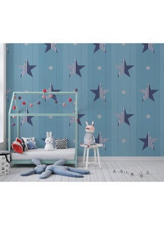 اشتري Seamless Pattern On Stripe Background With Star Fabric Wallpaper Covers An Area ​​Up To 4.2Mx3M With Adhesive And Smoothing Tool في مصر