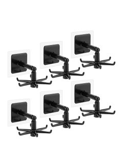 Buy 6 Pack Self Adhesive Utensil Holder, 360 Degrees Rotating Hook Black in Egypt