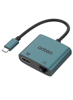 اشتري ONTEN OTN-UC288 2-in-1 USB-C to HDMI 4K Adapter with RJ45(100/10Mbps) في مصر