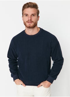 اشتري Regular/Normal Cut Crew Neck Long Sleeve Fleece Thick Sweatshirt TMNAW23SW00158/Navy Blue في مصر