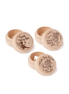 Buy 3 Wooden Tooth Fairy Boxes for Boys and Girls - Tooth Keepsake Boxes for Lost Teeth - Ideal Birthday Presents for Baby Toddlers in Saudi Arabia