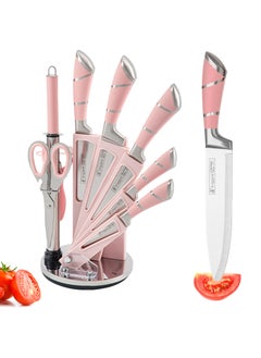 Buy 9-Piece Kitchen Knife Set with Sharpener Professional Chef Knives with Stand Sharp Stainless Steel Knife Set for Kitchen in UAE