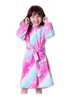 Buy Baby Girls Unicorn Design Bathrobes Hooded Nightgown Soft Fluffy Bathrobes Sleepwear For Baby Girls (6Y-7Y) in UAE