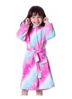 Buy Baby Girls Unicorn Design Bathrobes Hooded Nightgown Soft Fluffy Bathrobes Sleepwear For Baby Girls (6Y-7Y) in UAE