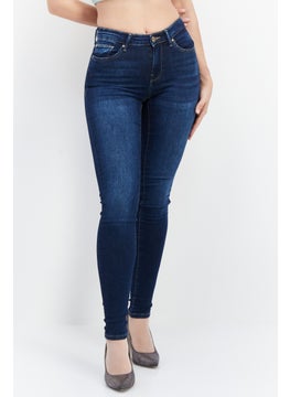 Buy Women Skinny Fit Stretchable Washed Denim Jeans, Blue in UAE