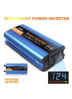 Buy 1200W Car Power Inverter/Plug Adapter, DC 12V to 220V AC, USB Ports Charger Adapter Car Plug Converter with Switch and Current LED Screen in Saudi Arabia