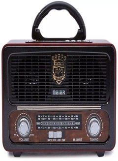 Buy MEIER M-111BT Portable Antique Radio Nostalgic Wooden Retro FM Radio With AM | FM | SW Band Frequency, USB | SD | TF Card Slot, AUX and Bluetooth Remote Modern Feature Vintage Radio in UAE