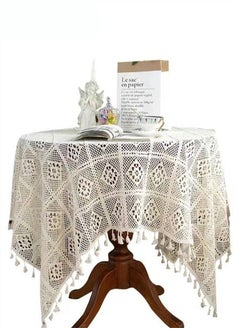 Buy Hollow Lace Table Runner White 140x140 CM in Saudi Arabia