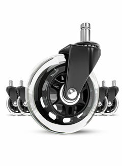 Buy Office Chair Wheels Replacement, 5 Pcs Office Chair Caster Wheels with Soft Rubber Rollers (3 Inch) in Saudi Arabia