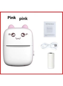 Buy Mini Portable Thermal Printer with 1 Roll Paper Pink/White-Portable Printer for iOS Android Smartphone, Label Receipt Sticker Photo List Notes Inkless Printing Gift in Saudi Arabia