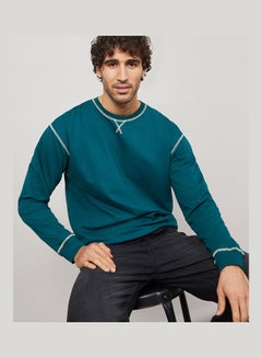 Buy Contrast Overlock Regular Fit Sweatshirt in Saudi Arabia