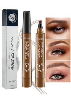 Buy Eyebrow Contouring Pen Liquid with a 4 Tip Micro Fork Natural Smudge Proof Long Lasting Waterproof Sweat Proof Eyebrow Pen for Daily Natural Eye Makeup for Women in Saudi Arabia