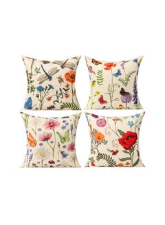 اشتري Throw Pillow Covers, Set of 4 Spring Summer Pillow Covers Pillow Covers Linen Decorative Pillow Cases for Sofa Couch Living Room Outdoor (45 * 45 cm) في السعودية