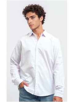 اشتري Solid Long Sleeves Cotton Buttoned Shirt - White في مصر