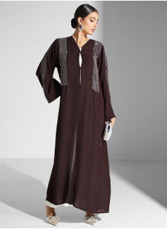 اشتري Embellished Button Detail Abaya في الامارات