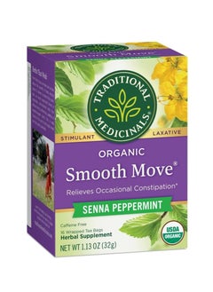 Buy Traditional Medicinals Organic Smooth Move Senna Peppermint 16 Wrapped Tea bags 32g in UAE