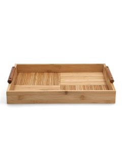 Buy Durable Rectangular Bamboo Serving Tray with Handle Brown 7.3 x 31.5 x 45 cm G19-X232A-S in Saudi Arabia