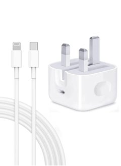 اشتري Iphone Fast Charger PD 20W Type C Power Block Wall Charger Plug Adapter 1-M USB-C to Lightning Cable Compatible with iPhone 14/14 Pro/14 Pro Max/13/12/SE2020/11/XR/XS Max/X/iPad Samsung Galaxy في السعودية