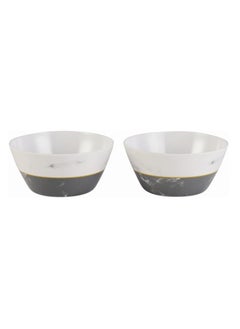 Buy Voidrop-Melamine Bowls-Cereal Bowls Set - Unbreakable Melamine Classic Bowls Set of 2,Bowls Set for Breakfast, Lunch, Dinner. Dishwasher Safe (Grey & White) in UAE