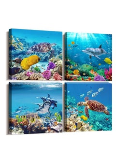 Buy 4-piece tableau made of velor printed in the shape of the deep sea in Egypt