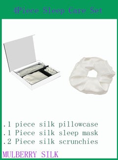 Buy 4 Piece 100% Mulberry Silk Sleep Care Gift Box Set-White in Saudi Arabia