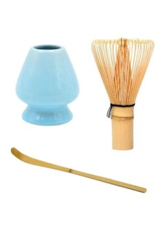 اشتري 3-Pieces Matcha Tea Set Bamboo Matcha Whisk, Ceramic Whisk Holder, Tea Scoop, Matcha Tea Tool Kit Green في السعودية