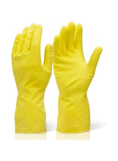 Buy Home Pro Cleaning Gloves Medium Reusable Dishwashing Gloves Rubber Hand Yellow Gloves Stretchable Gloves For Washing Cleaning Kitchen Long Dish Glove For Household(Yellow) in UAE