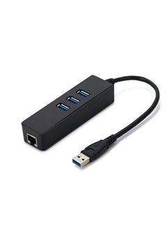 Buy 3-Port USB Hub With Ethernet Adapter Black/Blue/Silver in Saudi Arabia