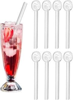 Buy 8 Pack Clear Glass Drinking Straw for Hot Tea Juice and Hot Coffee in UAE