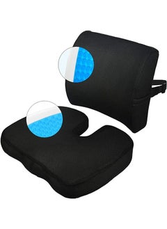 Buy Memory Foam Seat Cushion & Lumbar Support Pillow Combo for Office Chair Car Wheelchair Cooling Gel Back Support Chair Cushion for Lower Back & Coccyx Pain Relieve (net mensh cover) in Saudi Arabia