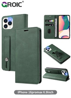 Buy For iPhone 16 Pro Max Case,Luxury Leather Wallet Cover, Leather Wallet Case Classic Design with Card Slot and Magnetic Flip Flip Folding Case for iPhone 16 Pro Max Phone Shell 6.9'' in UAE