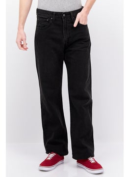 Buy Men Straight Fit Plain Non Stretchable Jeans, Black in UAE