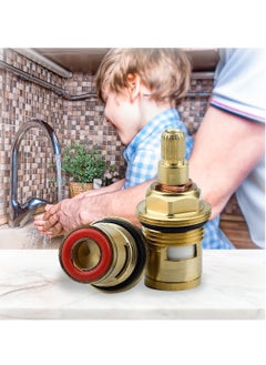 Buy Brass Bathroom Sink Faucet Valve Stem, 2Pcs Hot, and Cold Ceramic Disc Stem Valve Repair Bathroom Faucet Stem Cartridge Replacement - Brass Kitchen faucet Cartridge Replacement for Kitchen Sink in UAE