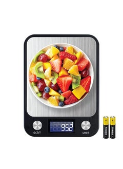 اشتري Digital Kitchen Scale Multifunction Food Scale, Touch Button, Ultra Slim with Large LCD Display, 11lb/5kg, 22lb/5kg, Stainless Steel (Batteries Included) (10000g/1g) في الامارات