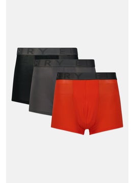 اشتري Men 3 Pieces Brand Logo Boxer Brief, Grey/Red Combo في السعودية