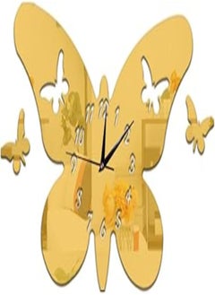 Buy Peculiar Butterfly Shape Frame Creative Wall Clock Removable Mirror Stickers Watch Home living Room Bedroom Decor(Gold) in Egypt