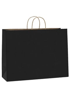 Buy 25Pcs 16X6X12 Inches Kraft Paper Bags With Handles Bulk Gift Bags Shopping Bags For Grocery Merchandise Party 100% Recyclable Large Black Paper Bags in UAE