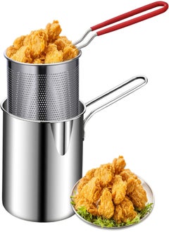 Buy Deep Fryer Pot with Basket, 2Pcs/Set Deep Fryer Pan Stainless Steel Chip Pan with Handle Uncoated Mirror Polished Brushed Frying Pots for French Fries Chicken Wings in Egypt