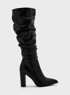 Buy Black Slouch High Heel Boots in UAE