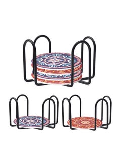 اشتري Cushion Storage Rack, Azonee Coaster Holder Iron Metal Holder Storage Caddy for Both Round and Square Coasters Fit 4 to 9 Pieces Coasters, Coaster for Tabletop Protection (3 Pack, Black) في السعودية