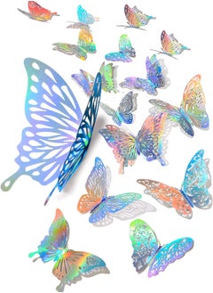 Buy 60PCS 3D Butterfly Wall Stickers Butterflies Girls Bedroom Decorations Butterfly Decorations for Birthdays DIY Gifts Kids Rooms Classrooms Flower Garden Decoration Laser Silver in Saudi Arabia