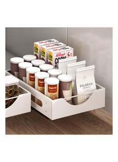 Buy Kitchen Storage Organizer, No Punching Heavy Duty Pull out Cabinet Drawer Under Cabinet Placing Dishes, Spices or Loose Items and Keeping Them Neat or Drained (White Spice Rack) in Saudi Arabia