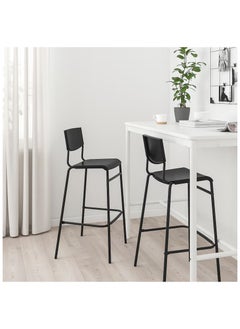 Buy Bar/Counter Stool with Backrest | Comfy footrest, Suitable for bar Table | Black - 74cm in UAE