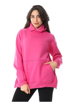 Buy Long Sleeves Slip On Fleeced Plain Hoodie _ Fuchsia in Egypt