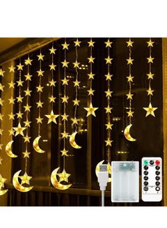 Buy Star Moon Curtain Lights Ramadan Decorations Lights,Battery Case Powered Window Curtain Fairy Lights with Remote Control in UAE