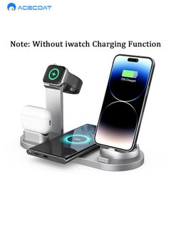 Buy Multi-function 6-in-1 Wireless Charging Station:15W Fast Charge,Universal Compatibility for Phone/Smart watch/Headphone,360° Rotating Phone Stand,Magnetic Charger in Silver for Apple, Samsung,Android in Saudi Arabia